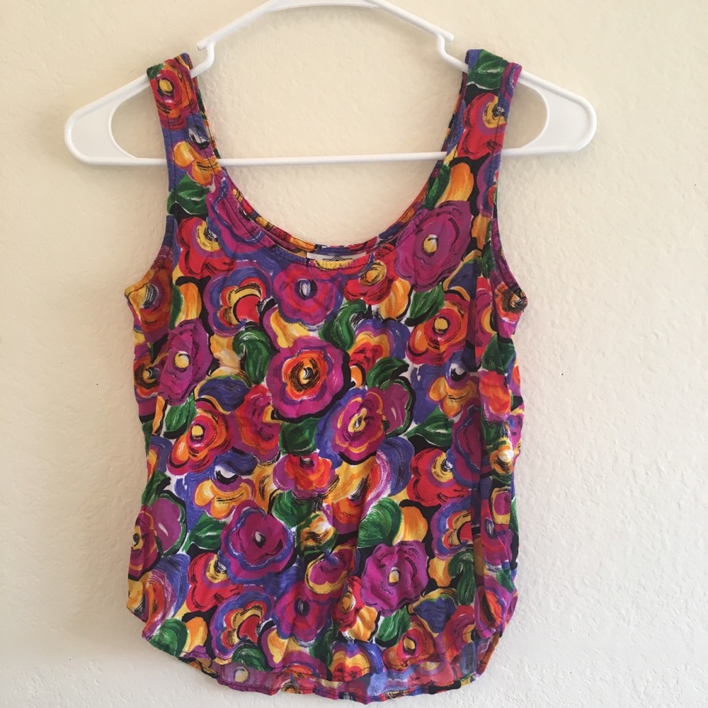 painted rainbow flower tank top